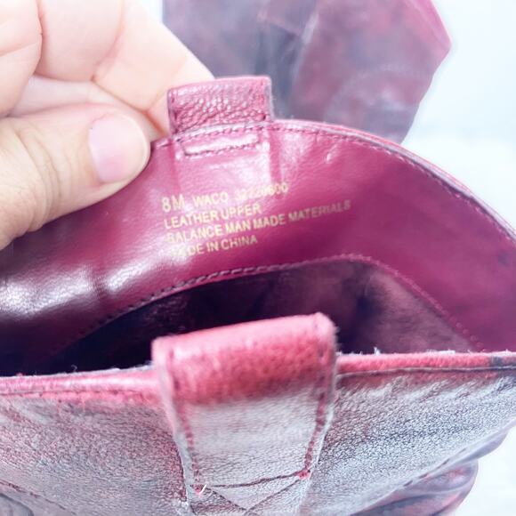 Franco Sarto 8 M Womens Red Leather Waco Short Cowgirl Boots - Picture 7 of 9